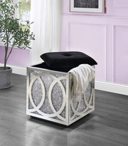 Noralie - 24" Ottoman With Storage - Mirrored & Faux Diamonds - R&R Furniture Gallery (Fountain Valley, CA)