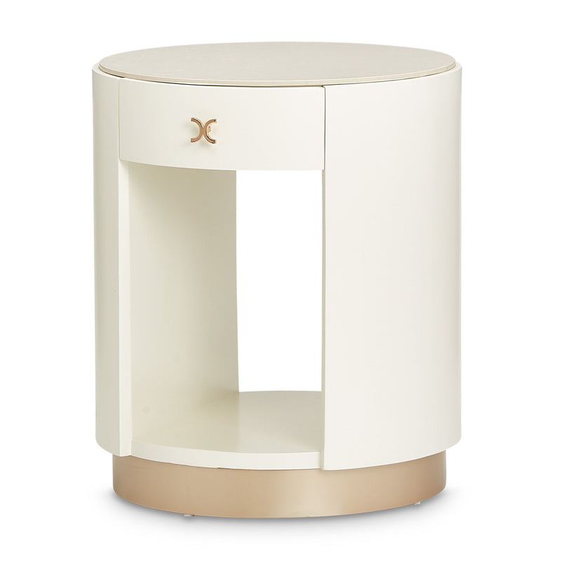 La Rachelle - Round End Table - Champagne - R&R Furniture Gallery (Fountain Valley, CA)