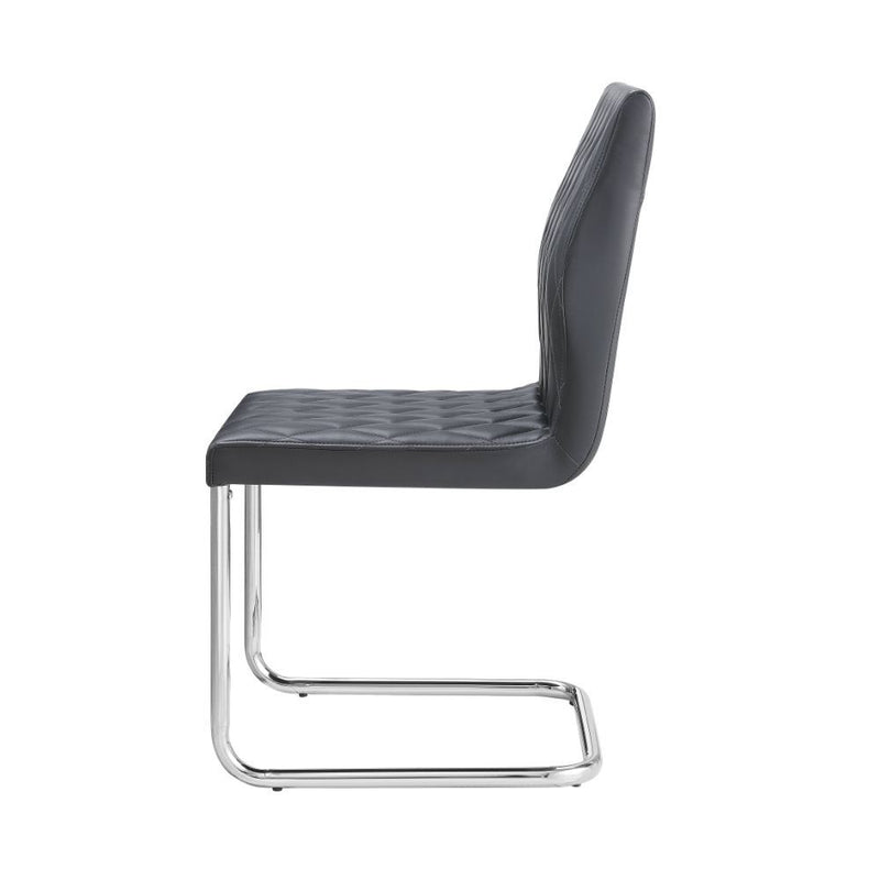 Ansonia - Side Chair (Set of 2) - Gray Synthetic Leather & Chrome - R&R Furniture Gallery (Fountain Valley, CA)