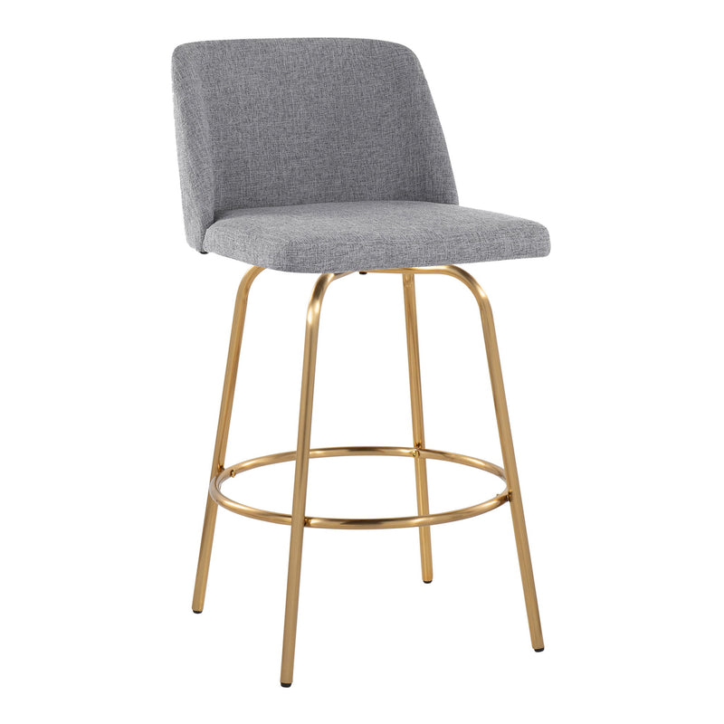 Toriano - Contemporary, Fixed Height Counter Stool With Swivel With Round Footrest (Set of 2) - R&R Furniture Gallery (Fountain Valley, CA)
