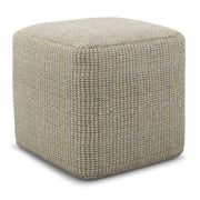 Zelma - Square Woven Outdoor / Indoor Pouf - Cream / Natural - R&R Furniture Gallery (Fountain Valley, CA)