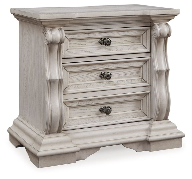 Bruchandi - Three Drawer Night Stand - Antique White - R&R Furniture Gallery (Fountain Valley, CA)