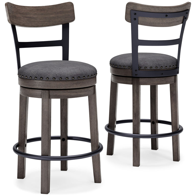Caitbrook - UPH Swivel Barstool  - Gray - R&R Furniture Gallery (Fountain Valley, CA)