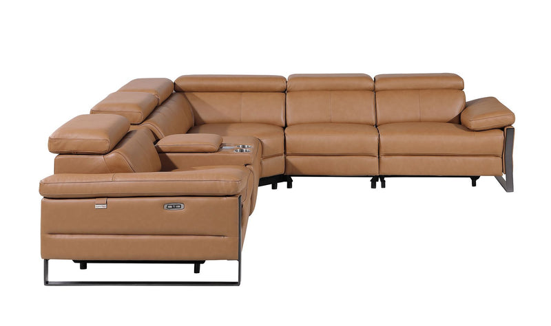 1246 - 6-Piece L-Shaped Modular Power Reclining Sectional With 3 Power Recliners And Power Headrests