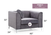 Contemporary sloped armchair by Glory Furniture with plush fabric upholstery and modern design in a cozy living room setting.