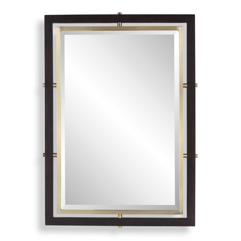 Bach - Rectangle Mirror - Walnut & Brass