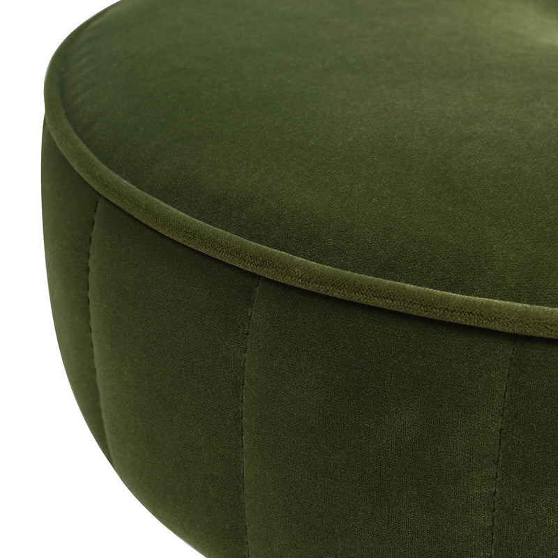 Riley - Round Footstool Ottoman - Olive Green - R&R Furniture Gallery (Fountain Valley, CA)