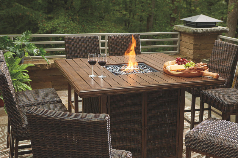 Paradise Trail - Square Bar Table w/Fire Pit - Medium Brown - R&R Furniture Gallery (Fountain Valley, CA)