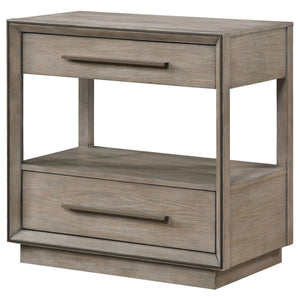 Prescott - 2 Drawers Nightstand With Open Shelf - Taupe