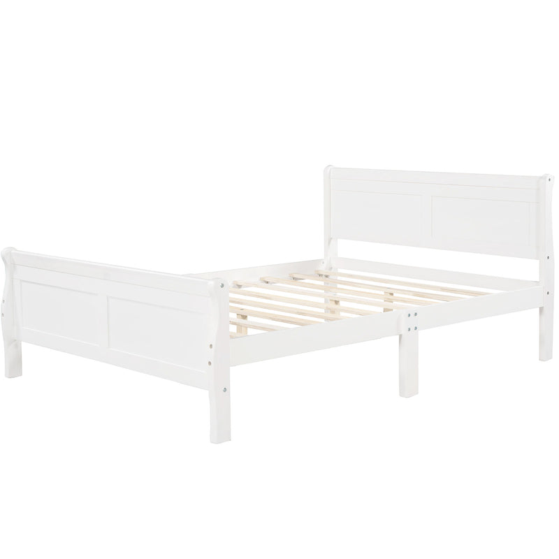 Platform Bed Frame Mattress Foundation Sleigh Bed With Headboard / Footboard / Wood Slat Suppor - R&R Furniture Gallery (Fountain Valley, CA)