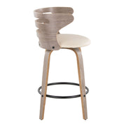 Lumi Source Cosini mid-century modern fixed height barstools with swivel, round footrest, set of 2, featuring sleek wooden design
