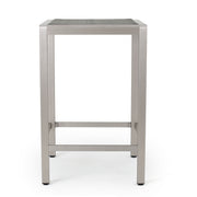 Outdoor 43" Aluminum Bar Table With Rattan Table Top - Gray / Silver - R&R Furniture Gallery (Fountain Valley, CA)