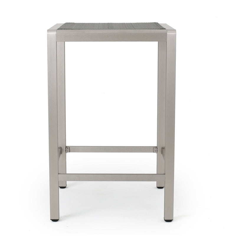 Outdoor 43" Aluminum Bar Table With Rattan Table Top - Gray / Silver - R&R Furniture Gallery (Fountain Valley, CA)