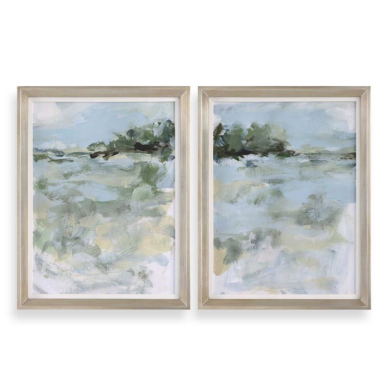 Far Away View - View Framed Prints - Light Blue