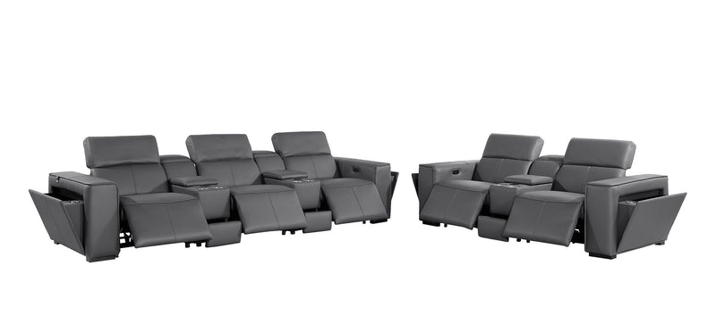 1224 - 8-Piece Modular Power Reclining Sofa & Loveseat Set In With 5 Power Recliners & Power Headrests
