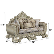Sorina - Loveseat With 5 Pillows - Velvet, Fabric & Antique Gold - R&R Furniture Gallery (Fountain Valley, CA)