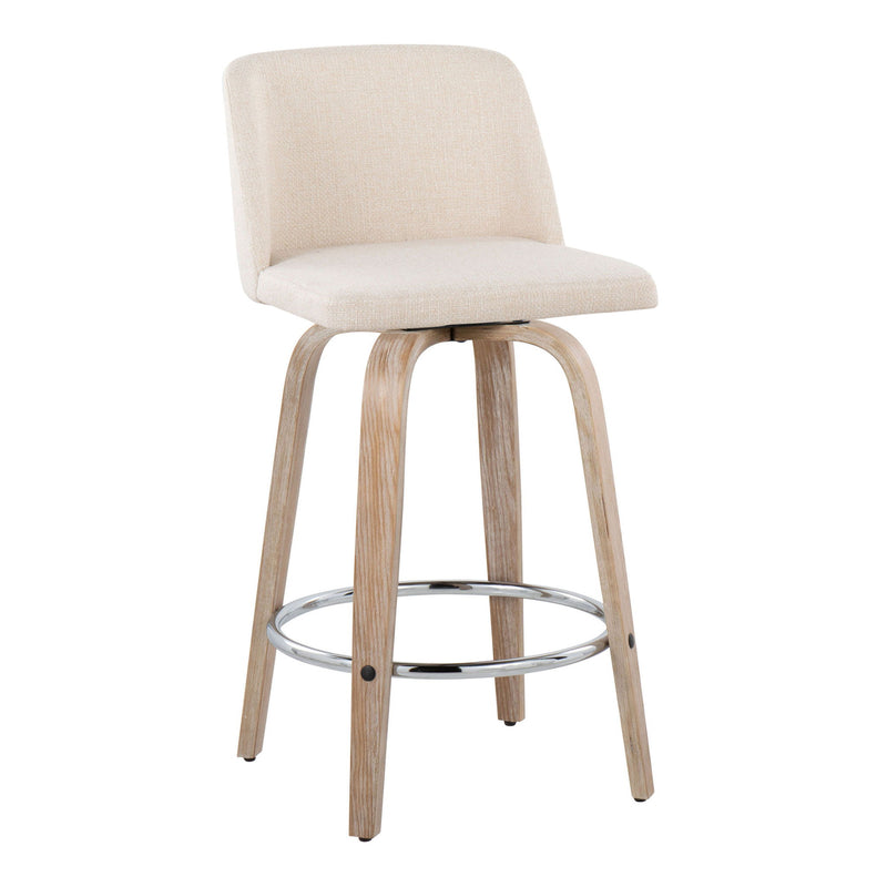 Toriano - Contemporary Fixed Height Counter Stool With Swivel & Round Footrest Modern Design (Set of 2) - R&R Furniture Gallery (Fountain Valley, CA)