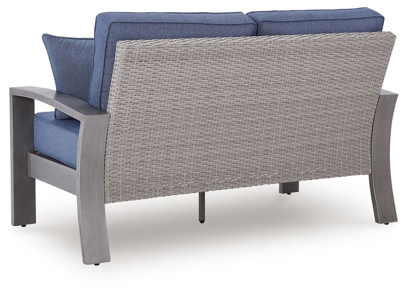 Half Moon Beach - Loveseat With Cushion - Blue / Gray - R&R Furniture Gallery (Fountain Valley, CA)