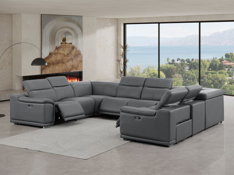 2679 - 8-Piece U-Shaped Power Reclining Sectional In Genuine Leather (4 Recliners)