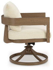 Serene Bay - Swivel Chair With Cushion (Set of 2) - Dark Brown / White - R&R Furniture Gallery (Fountain Valley, CA)