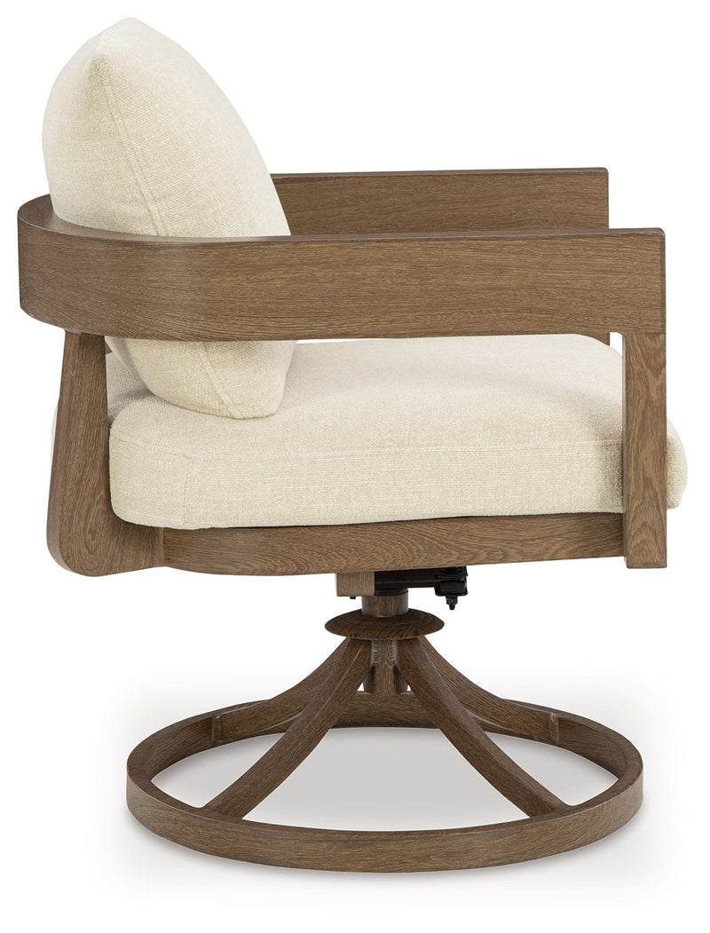 Serene Bay - Swivel Chair With Cushion (Set of 2) - Dark Brown / White - R&R Furniture Gallery (Fountain Valley, CA)