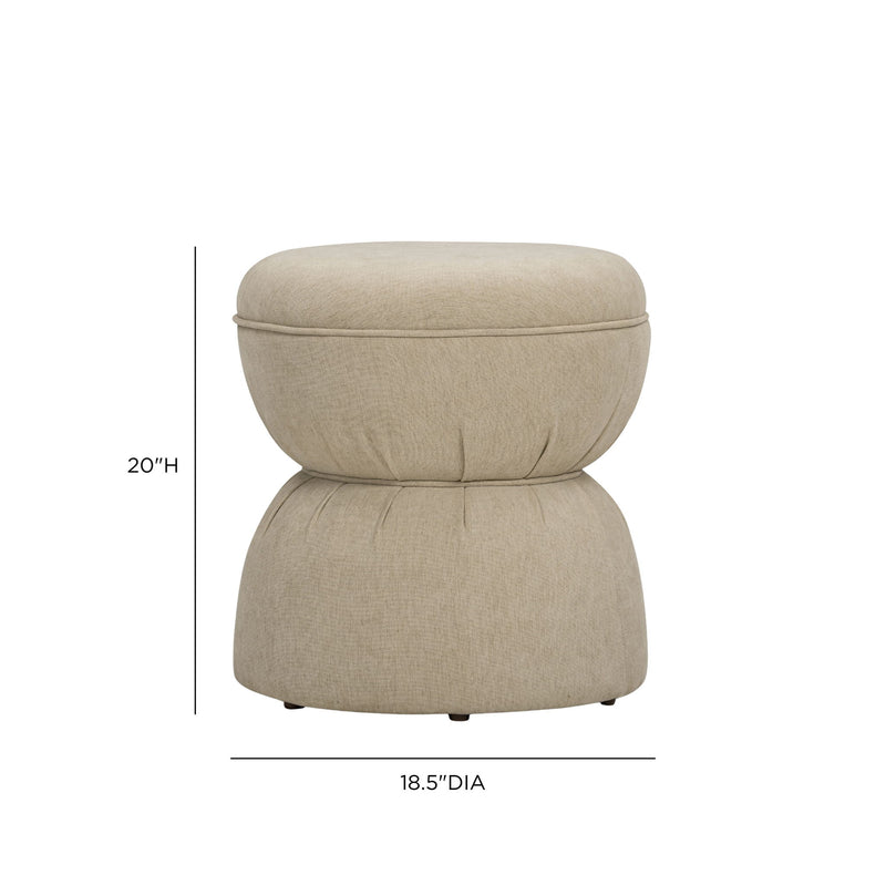 TOV Furniture Tomlin gaming ruched upholstered ottoman with plush fabric and stylish design, perfect for modern living rooms.