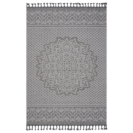 Guros - 8' X 10' Medallion Indoor / Outdoor Area Rug - Gray / White - R&R Furniture Gallery (Fountain Valley, CA)