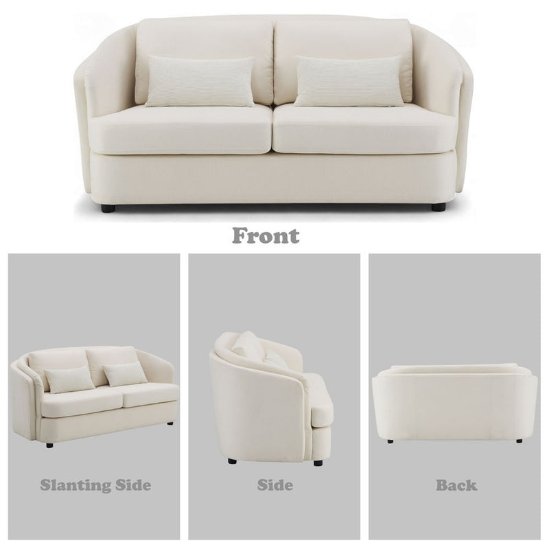 Mariko - Loveseat With 2 Pillows - Beige Linen - R&R Furniture Gallery (Fountain Valley, CA)