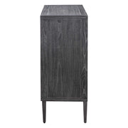 Uttermost Laurentia black and pearl silver 2-door accent cabinet with sleek design and modern hardware.