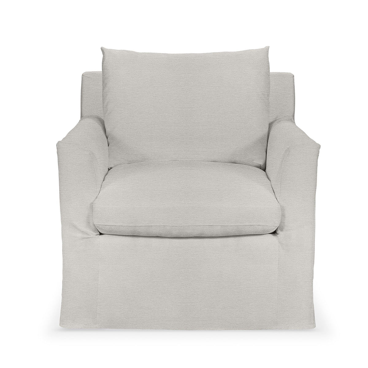 Classic Home Cassiano swivel chair with padded upholstery and wooden base, shown in a cozy living room setting.