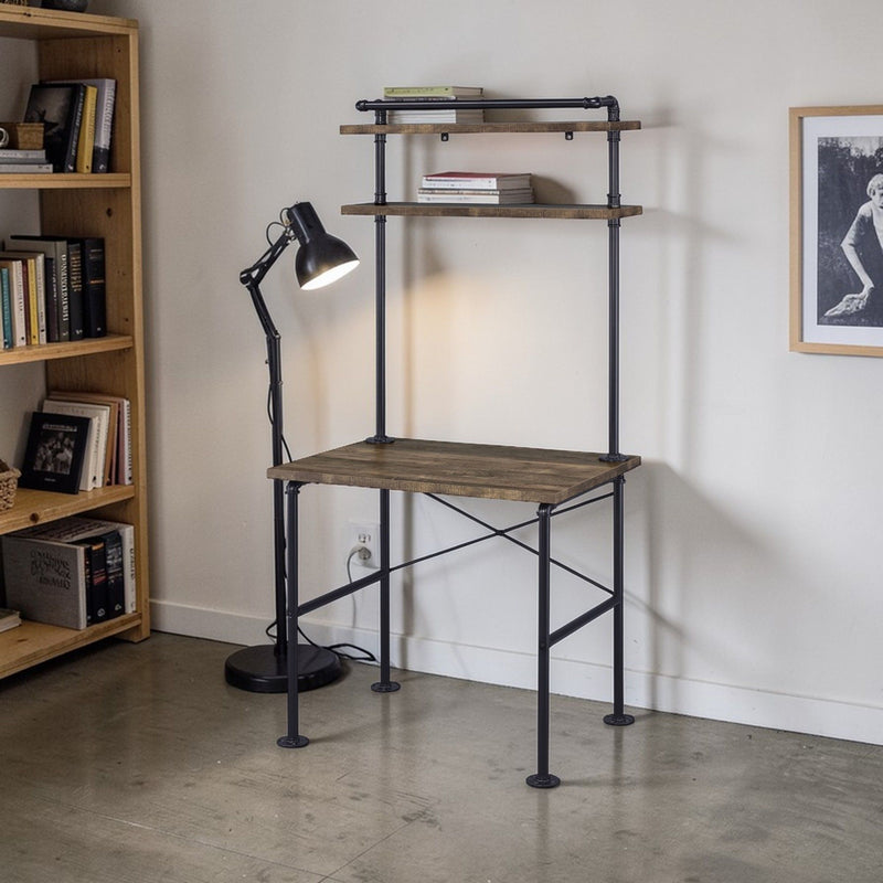 Ensata - Rustic Writing Desk - Black / Oak
