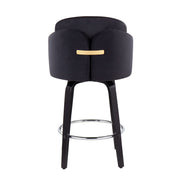 Set of two Lumi Source Dahlia contemporary counter stools with round footrests, featuring modern design and sleek upholstery.