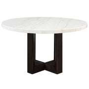 Edwyn - Round Dining Table - White Natural Marble Top & Espresso - R&R Furniture Gallery (Fountain Valley, CA)