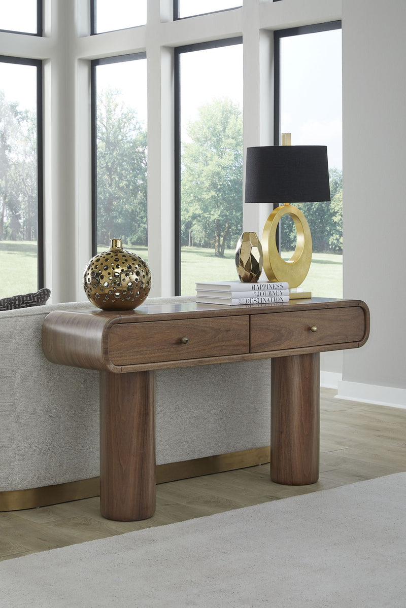 Juba Walnut Console Table in Mongoose