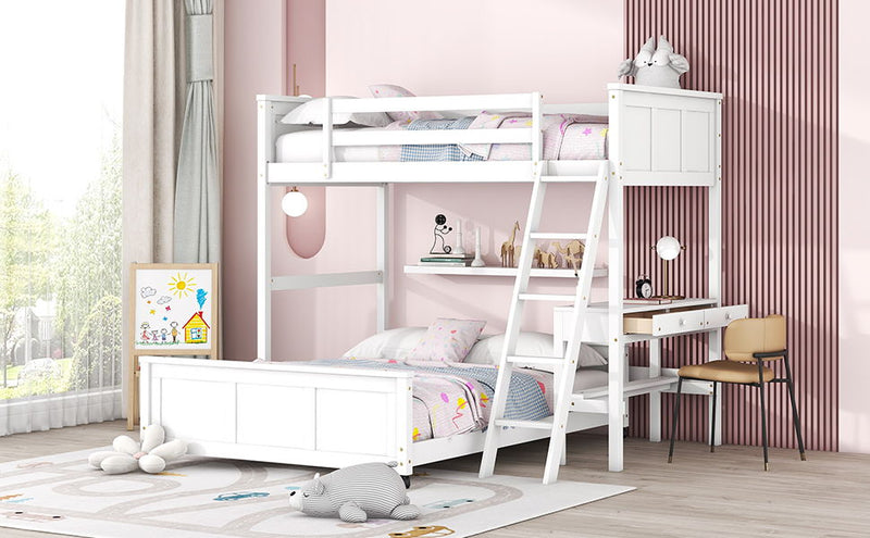 Full Over Full Bunk Bed With Desk - R&R Furniture Gallery (Fountain Valley, CA)