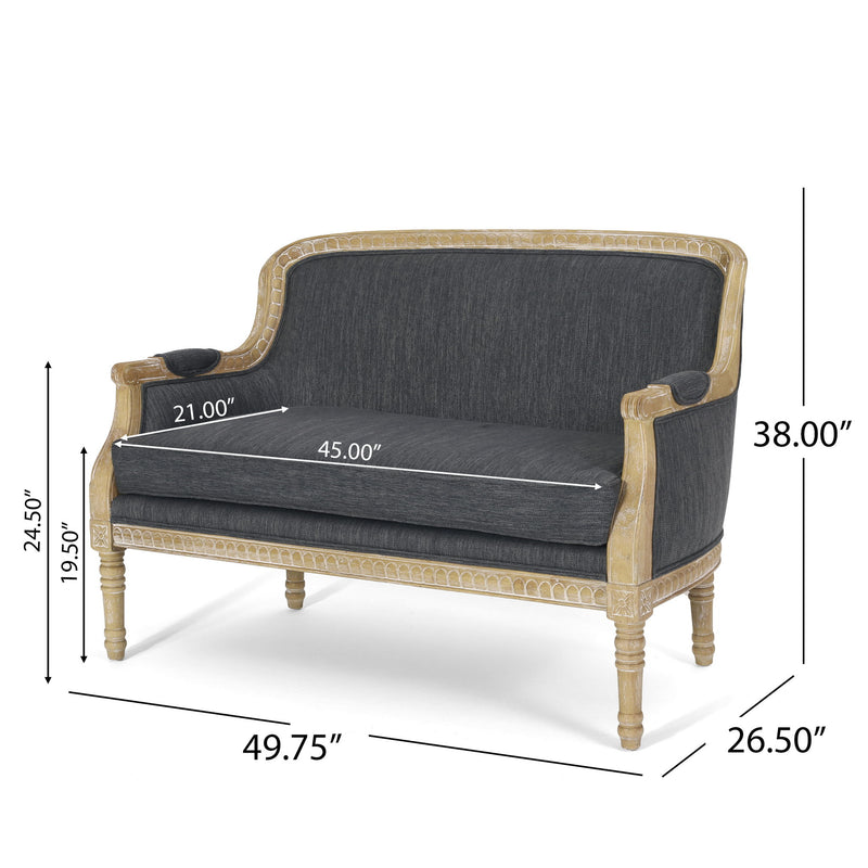 Noble House Inspired Style stationary loveseat with plush fabric upholstery and sleek design, perfect for modern living rooms.