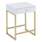 Coleen - Accent Table - White & Brass - R&R Furniture Gallery (Fountain Valley, CA)