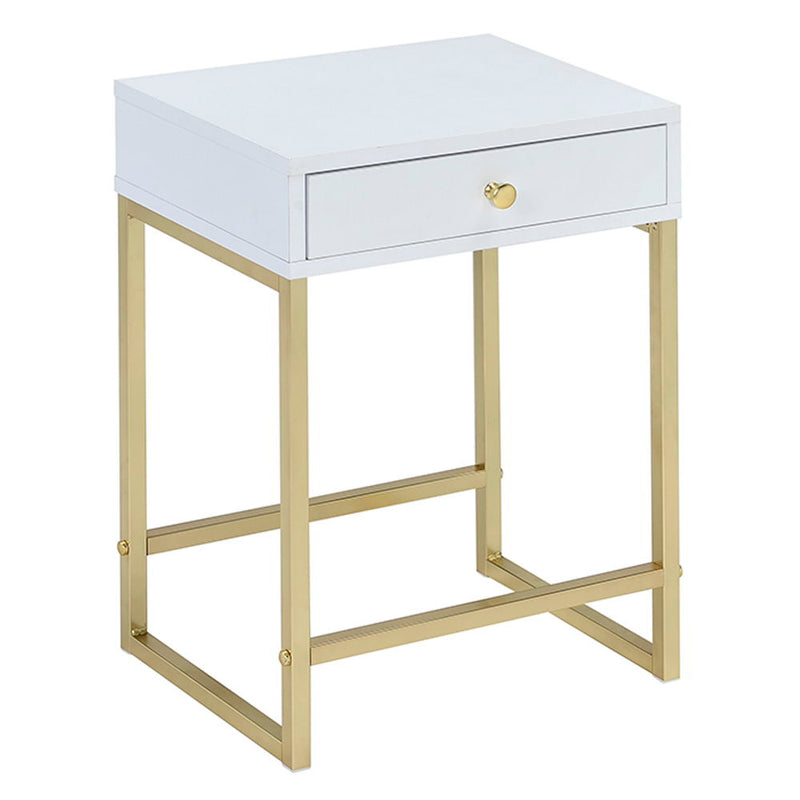 Coleen - Accent Table - White & Brass - R&R Furniture Gallery (Fountain Valley, CA)