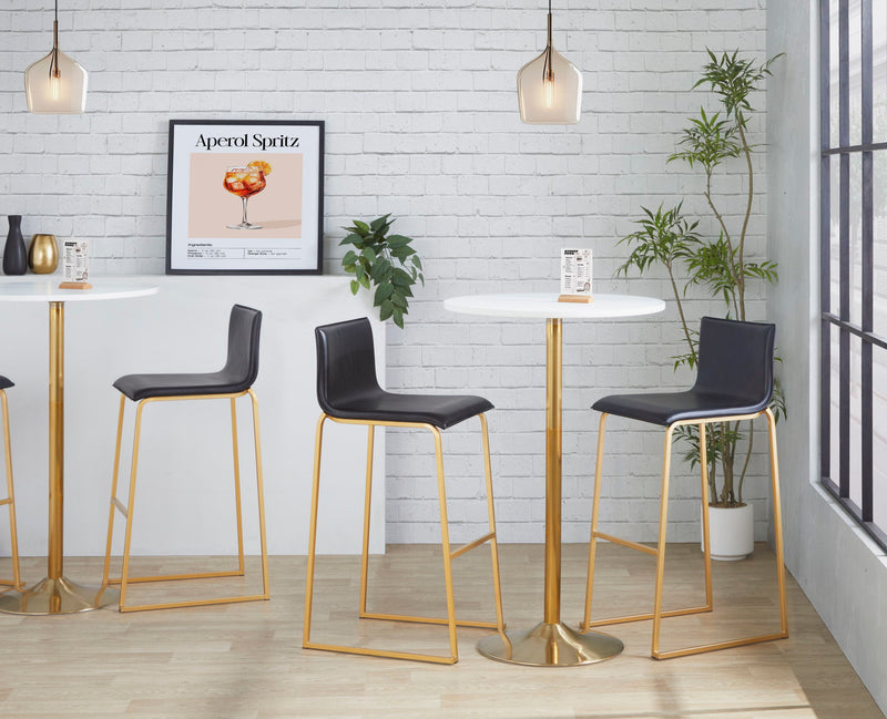 Pair of Lumi Source Mara contemporary upholstered barstools with sleek design and padded seats, set of two.