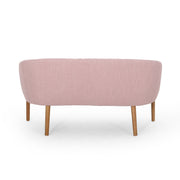 Noble House mid-century modern loveseat with channel-stitched backrest and sleek armrests, stationary design in a stylish living room setting.