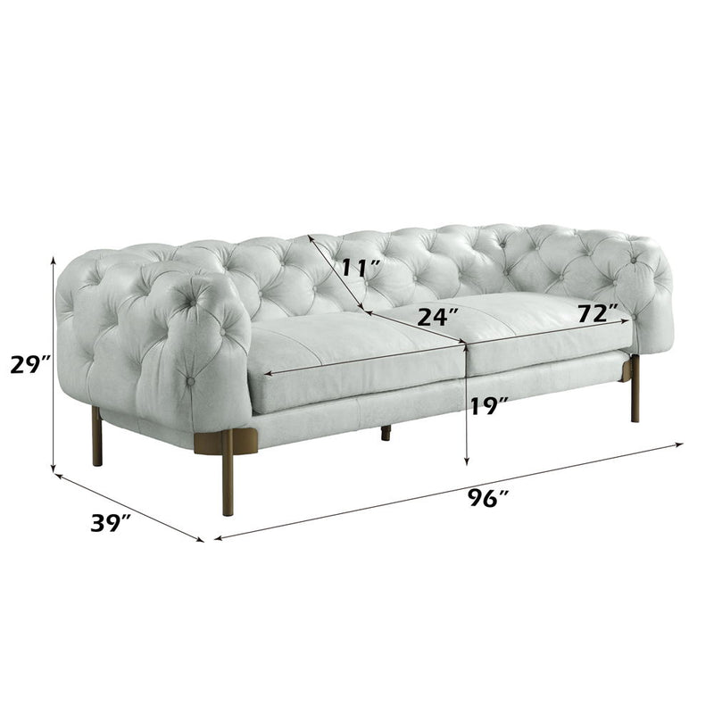 Ragle - Sofa - Vintage White Top Grain Leather - R&R Furniture Gallery (Fountain Valley, CA)