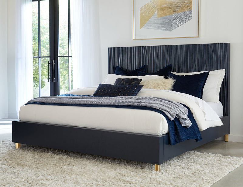 Argento Full Bed in Navy Blue and Burnished Brass