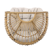 Noble House patio swivel basket egg chair with cushion, outdoor accent chair featuring a woven basket design and plush seating.