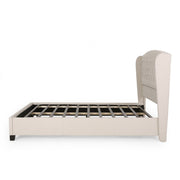 Twilight Fully Upholstered Fabric Wingback Queen Bed - Ivory - R&R Furniture Gallery (Fountain Valley, CA)