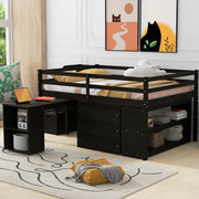 Loft Bed With Retractable Writing Desk And 3 Drawers With Storage Stairs And Shelves - R&R Furniture Gallery (Fountain Valley, CA)