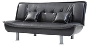 Glory Furniture Lionel sofa bed futon sofa shown in a modern living room with neutral-colored upholstery and wooden legs.