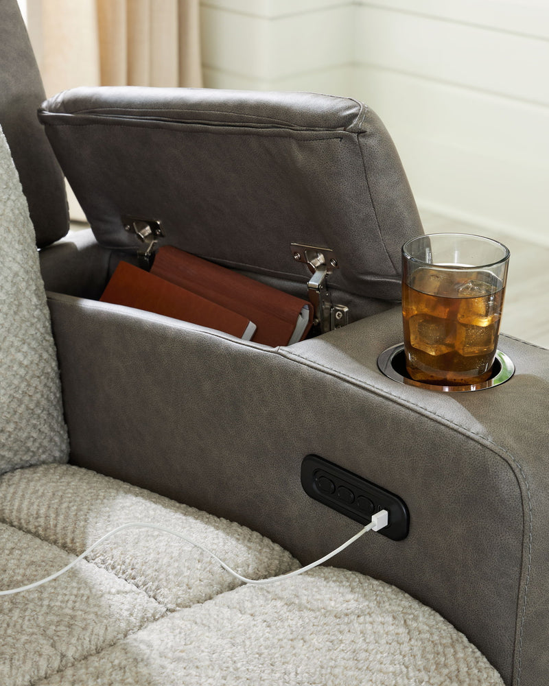 WhipLash - Power Reclining Loveseat With Console / Adj Headrest - Sisal - R&R Furniture Gallery (Fountain Valley, CA)