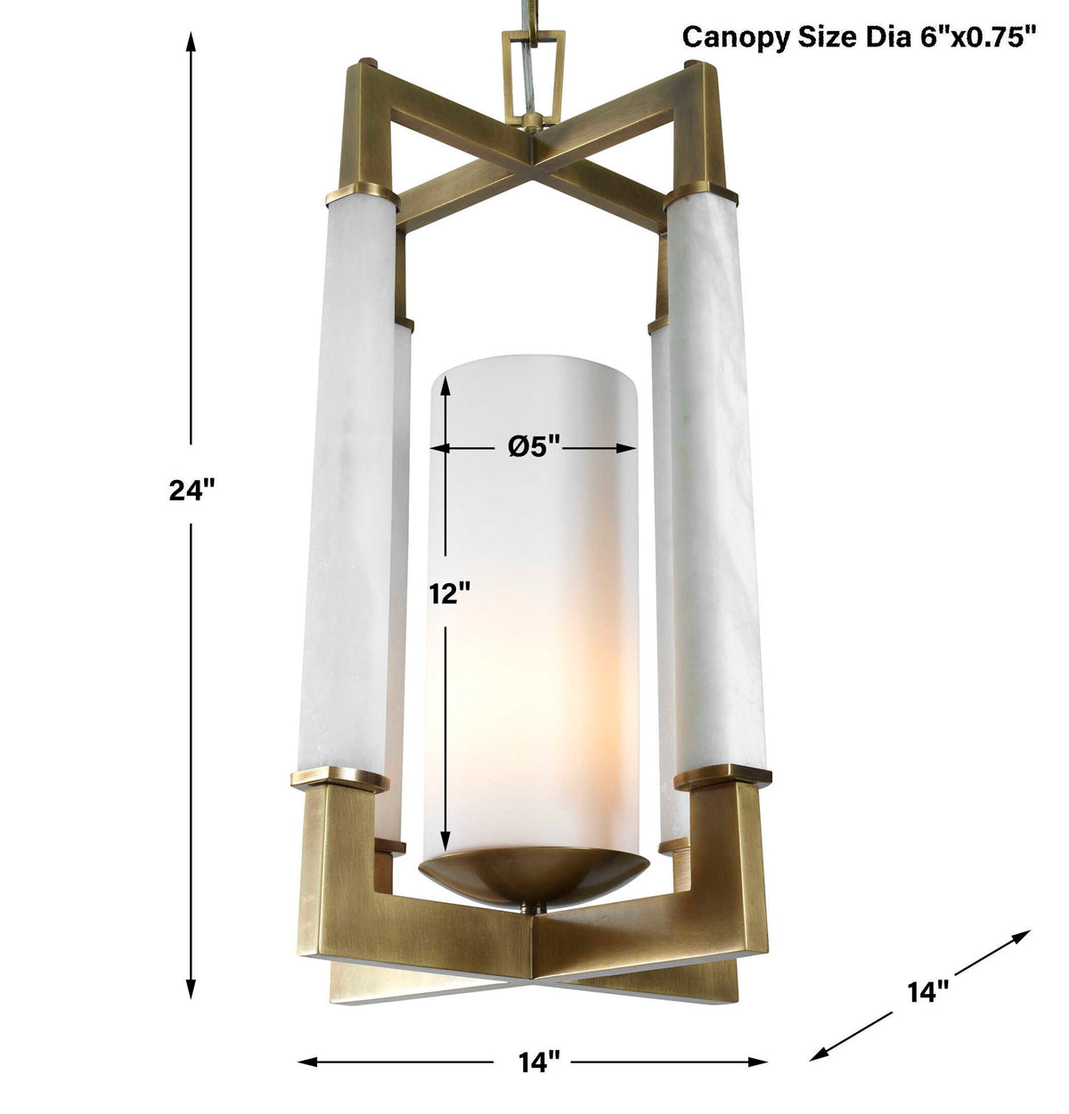 Alabaster Temple - 1 Light Pendant - Brass / White