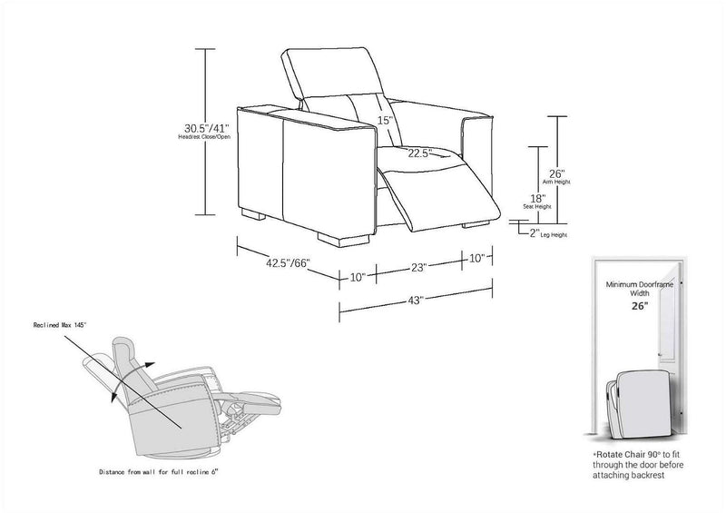 1208 - Leather Power Reclining Chair With Power Headrest