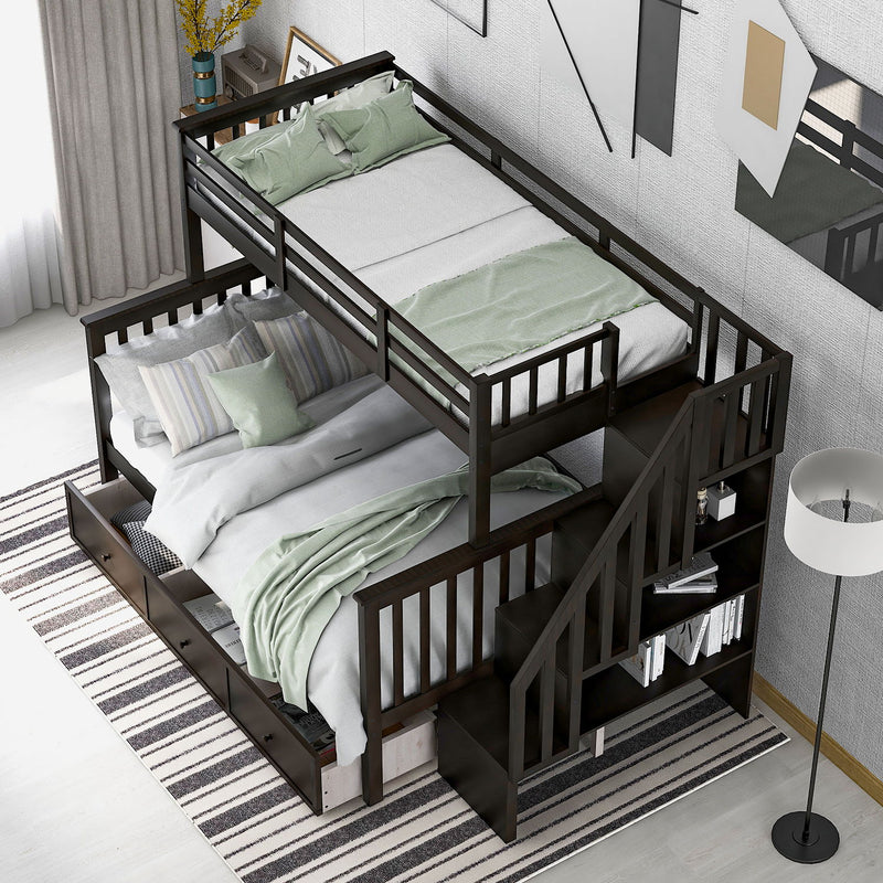 Stairway Bunk Bed With Storage And Guard Rail For Bedroom - R&R Furniture Gallery (Fountain Valley, CA)